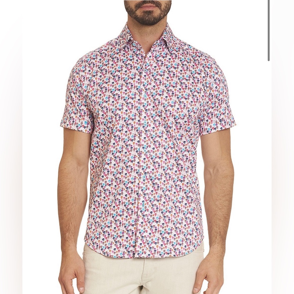 Robert Graham Tailored-Fit Lazarus Skull-Print S/S Woven